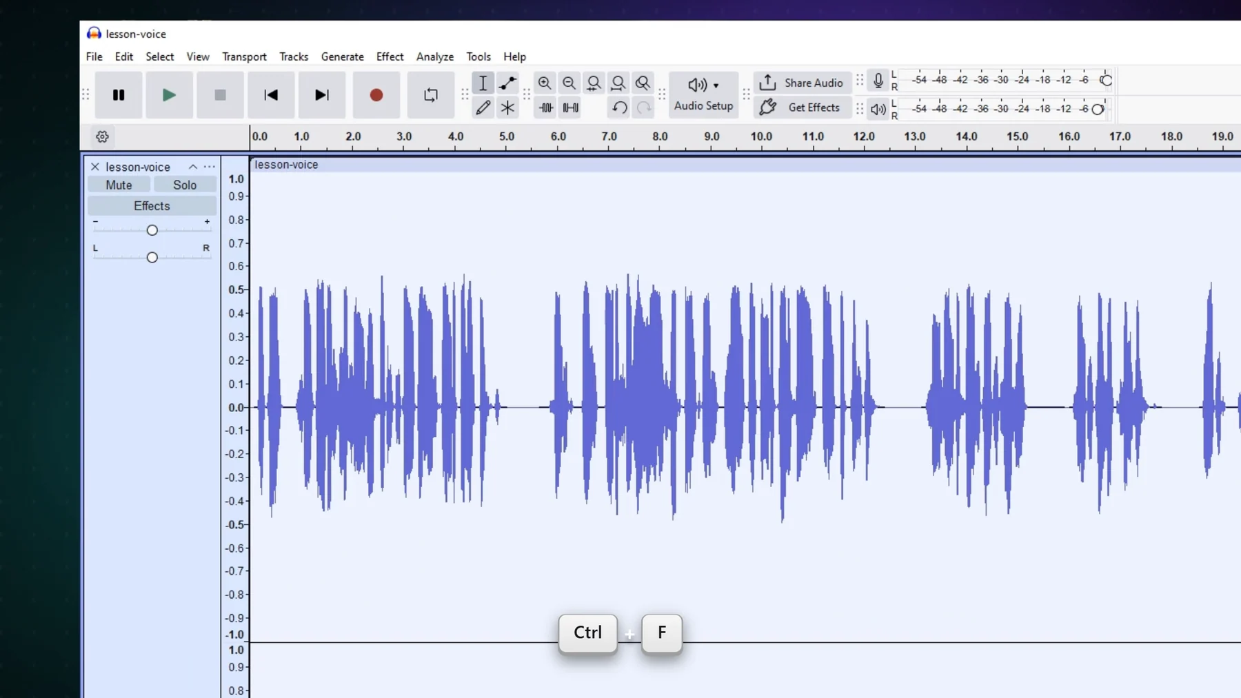 Screenlark export of the Audacity recording